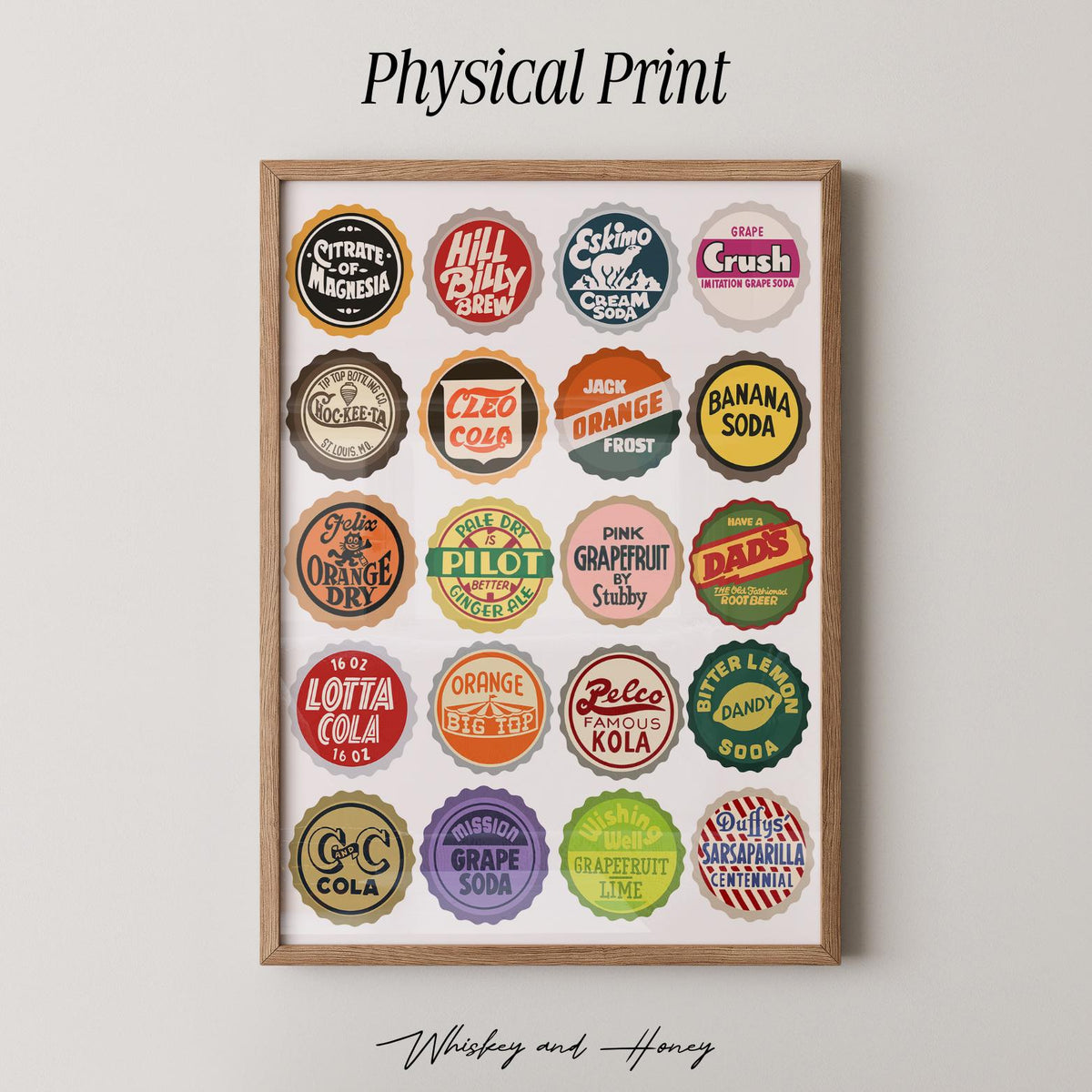 Vintage Soda Bottle Cap Print