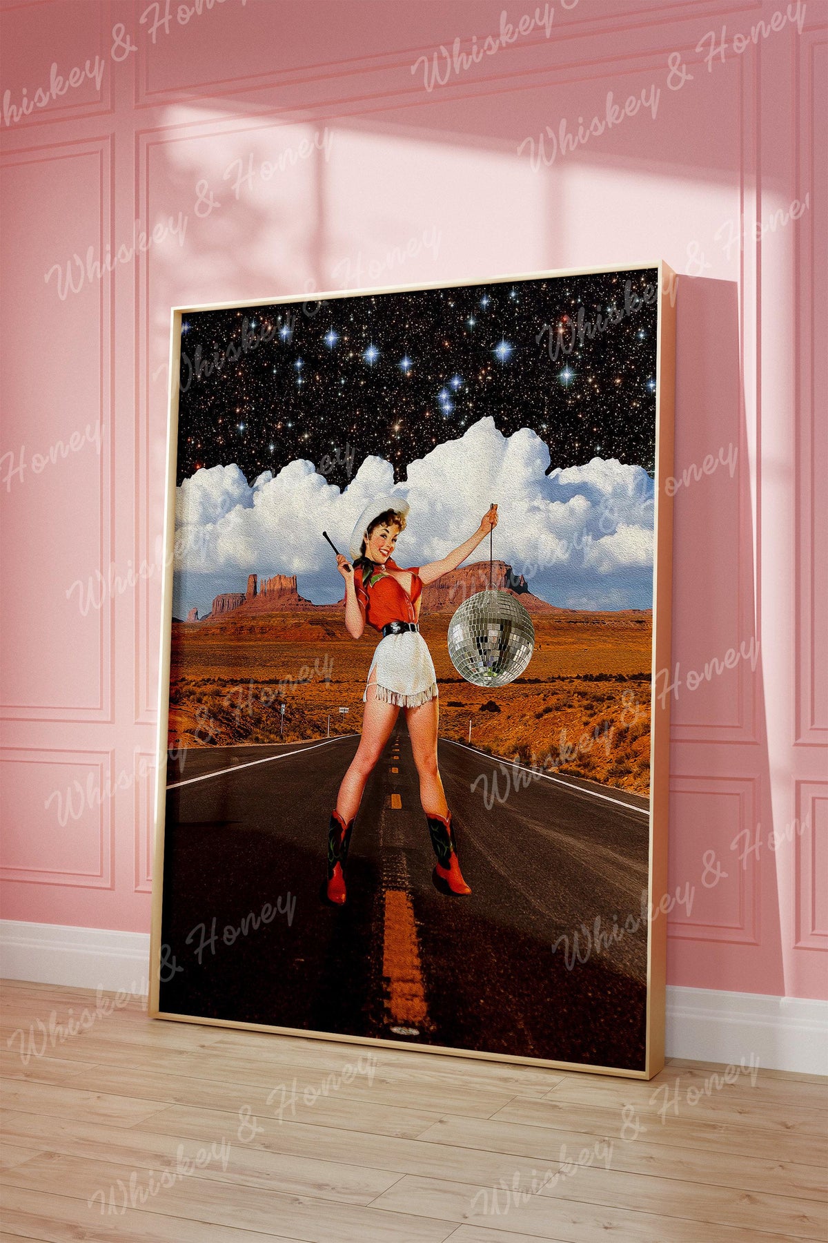Vintage Disco Cowgirl Print
