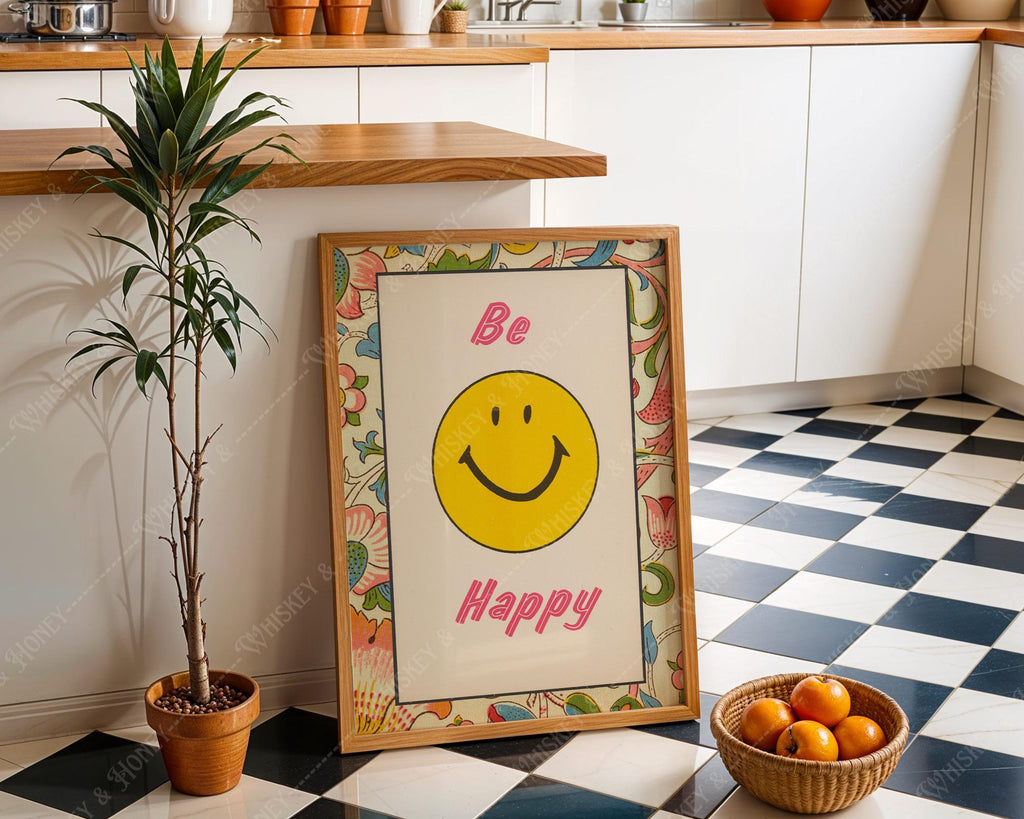 Vintage Be Happy Print