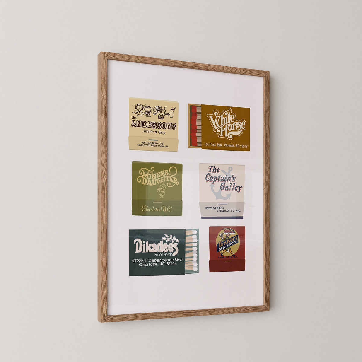Charlotte NC Matchbooks Collage Print