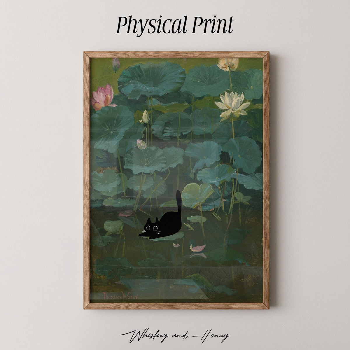 Cat on Lily Pad Print