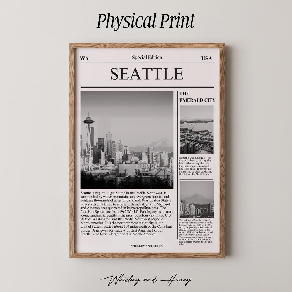 Seattle Newspaper Art Print