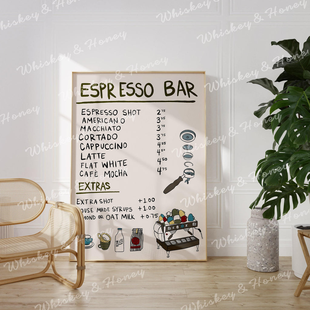 Espresso Bar Menu Art Print
