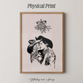 Cowboy Christmas Mistletoe Kiss Art Print