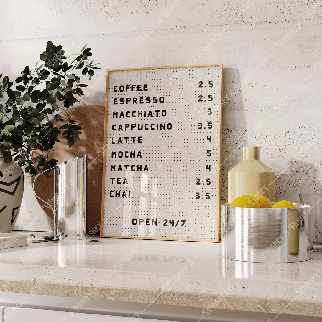 Coffee Bar Menu Print