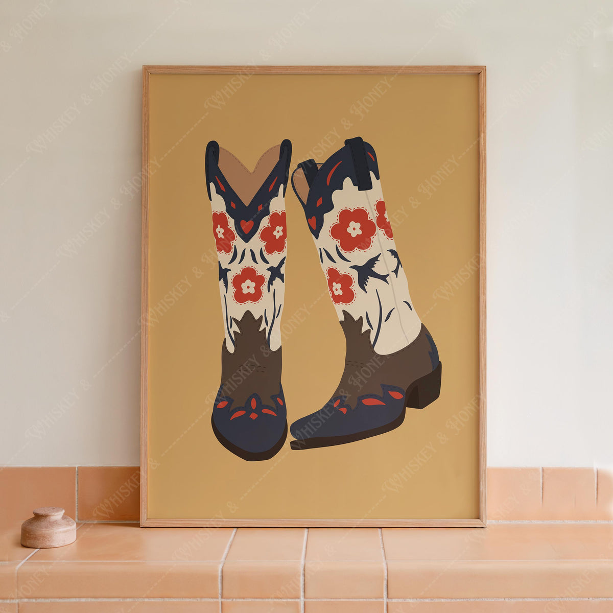 Flower Cowgirl Boots Print