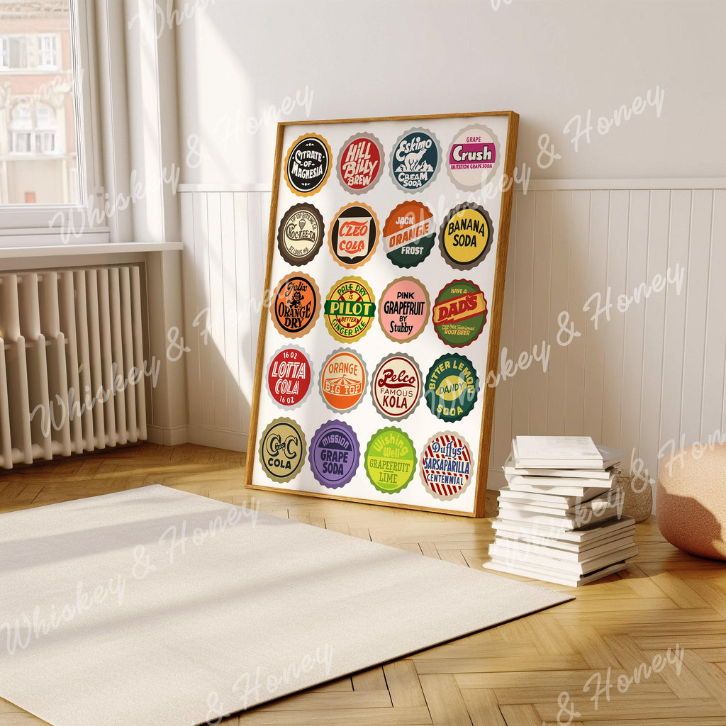Vintage Soda Bottle Cap Print