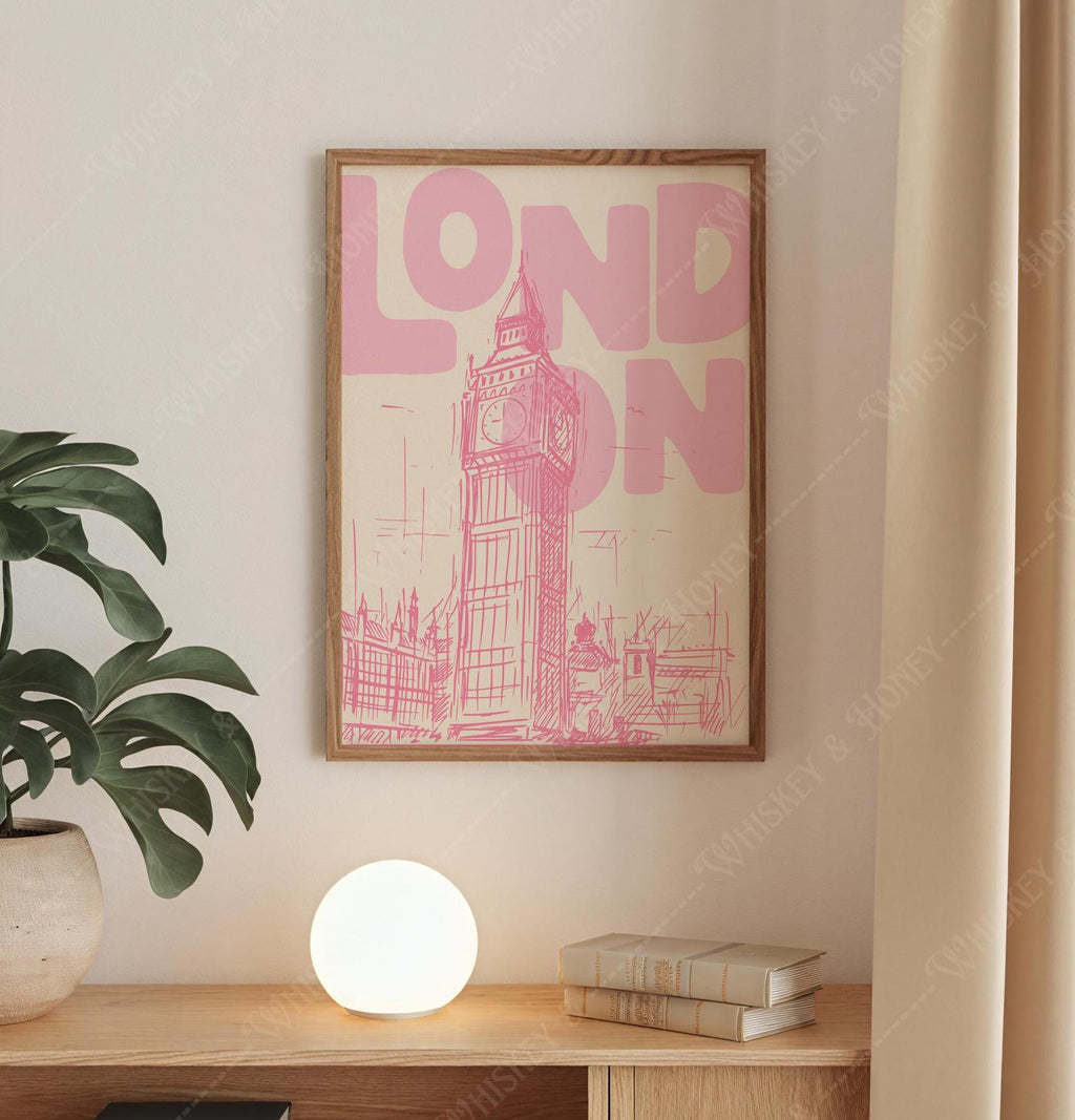 Pink London Travel Print