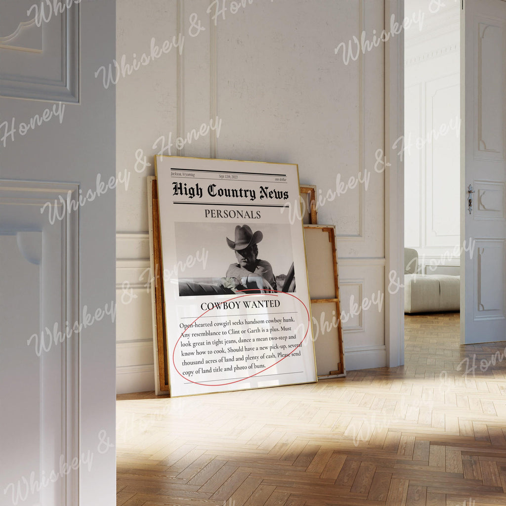 Cowboy Wanted Newspaper Print