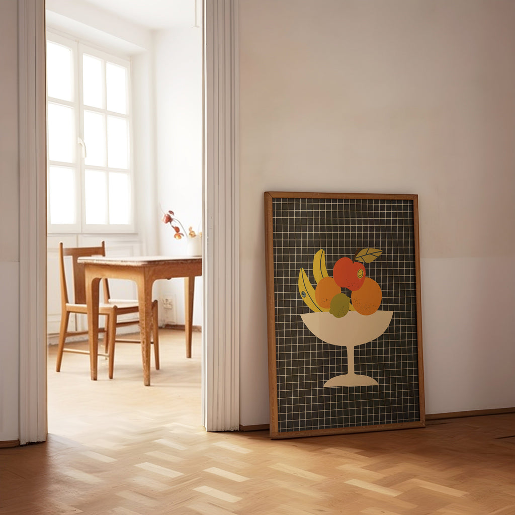 Retro Bowl of Fruit Print