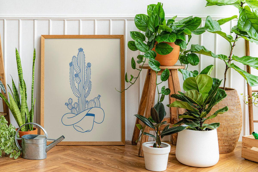 Cactus and Cowboy Hat Print
