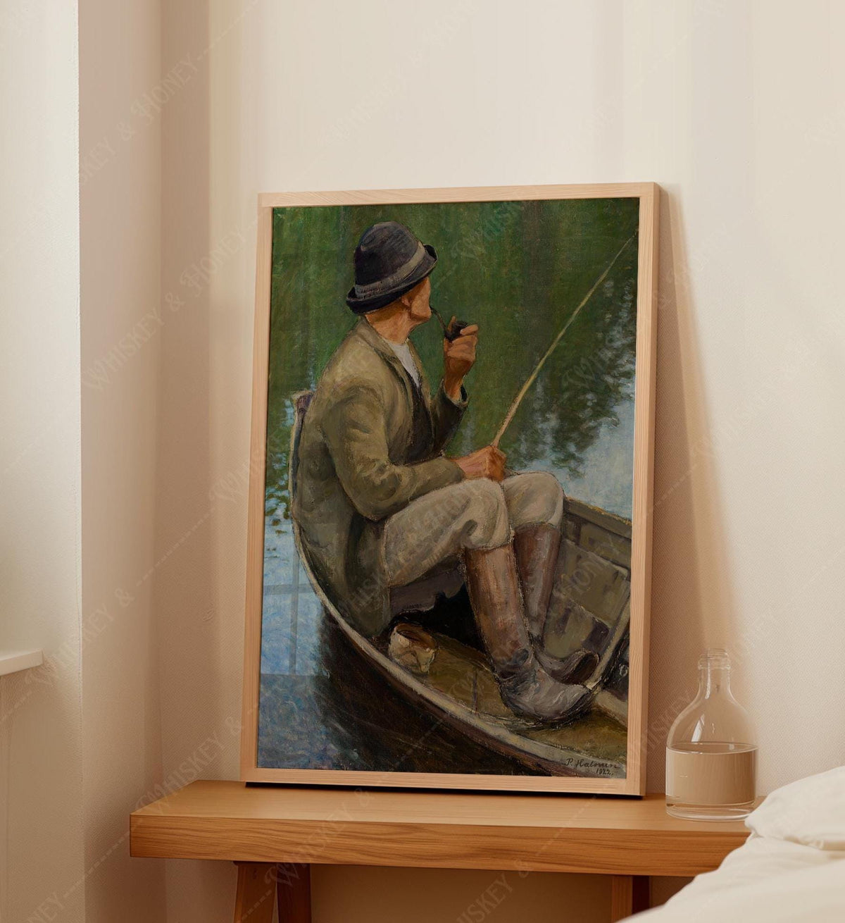 Vintage Fisherman Painting Print