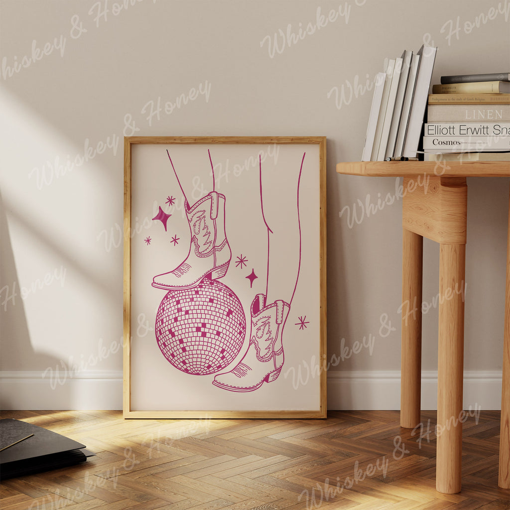 Cowgirl Disco Boots Print