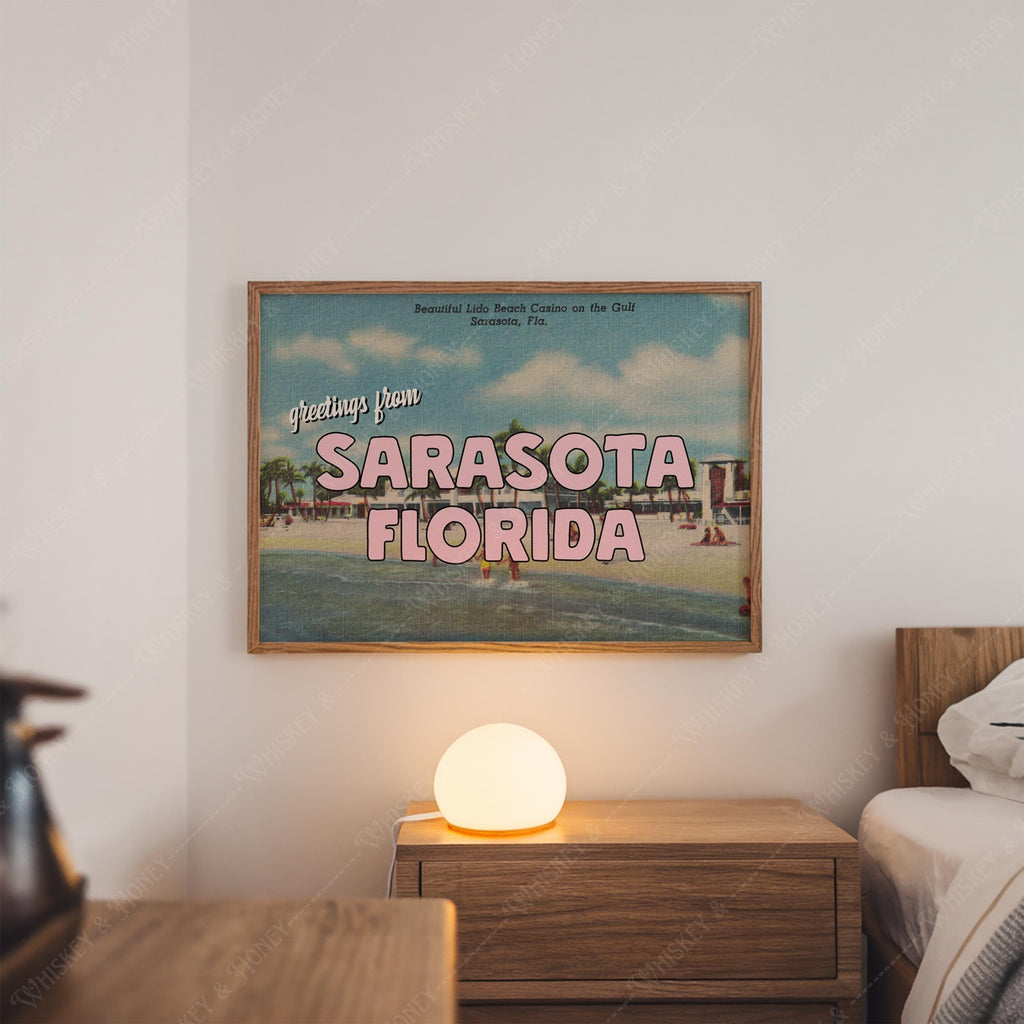 Vintage Greetings From Sarasota Florida Art Print