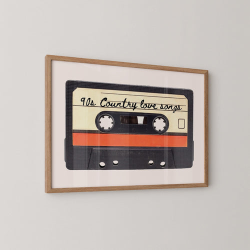 90s Country Love Songs Cassette Tape Print