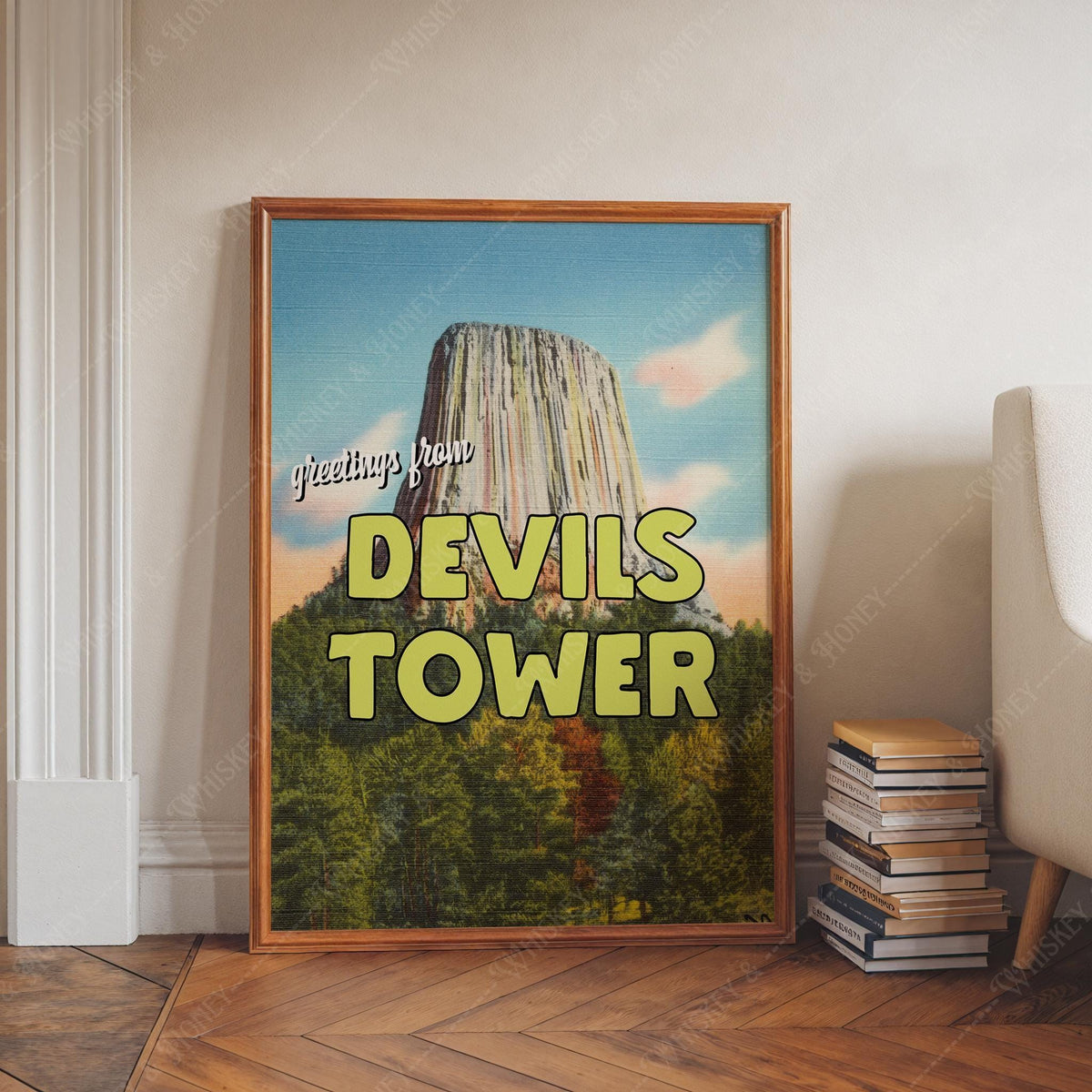 Vintage Greetings From Devils Tower Print