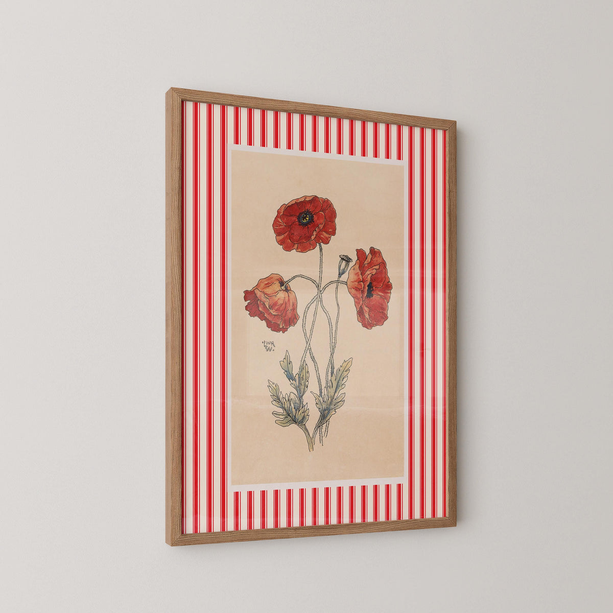 Vintage Red Poppy Print