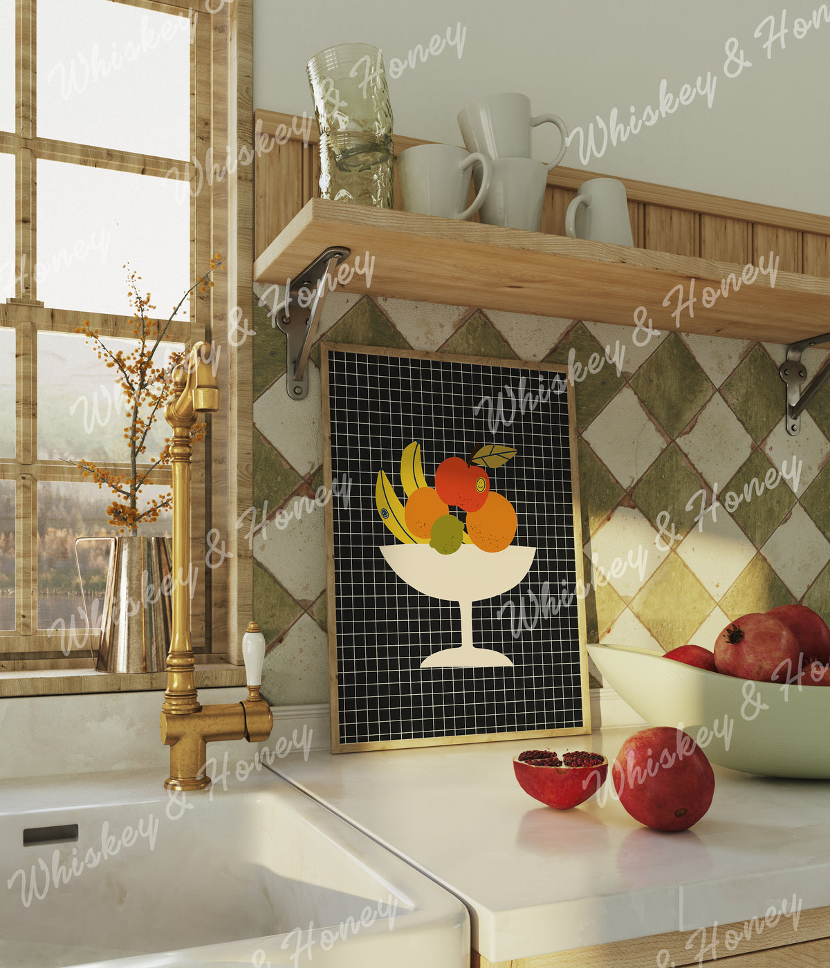 Retro Bowl of Fruit Print