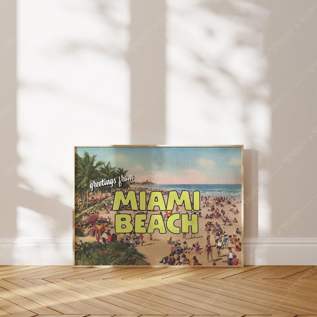 Vintage Greetings From Miami Beach Print