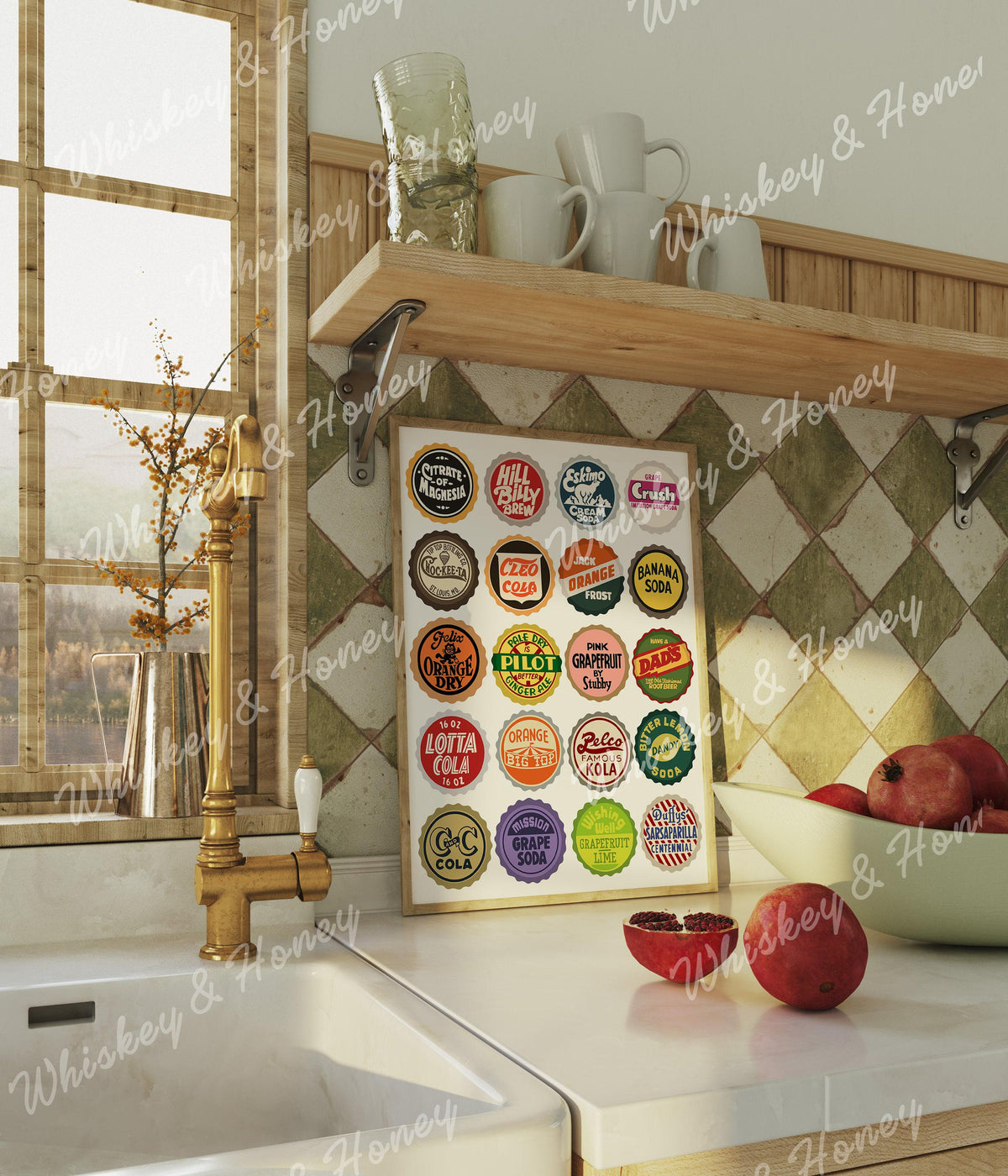 Vintage Soda Bottle Cap Print