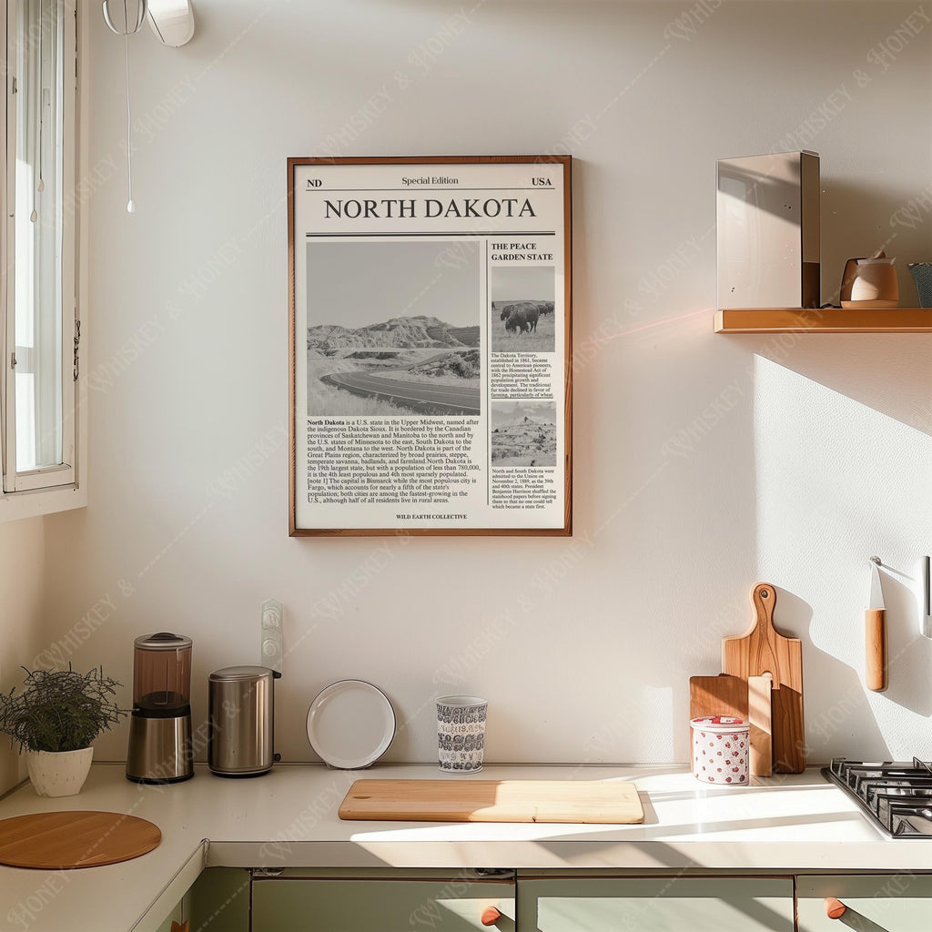 North Dakota Newspaper Art Print