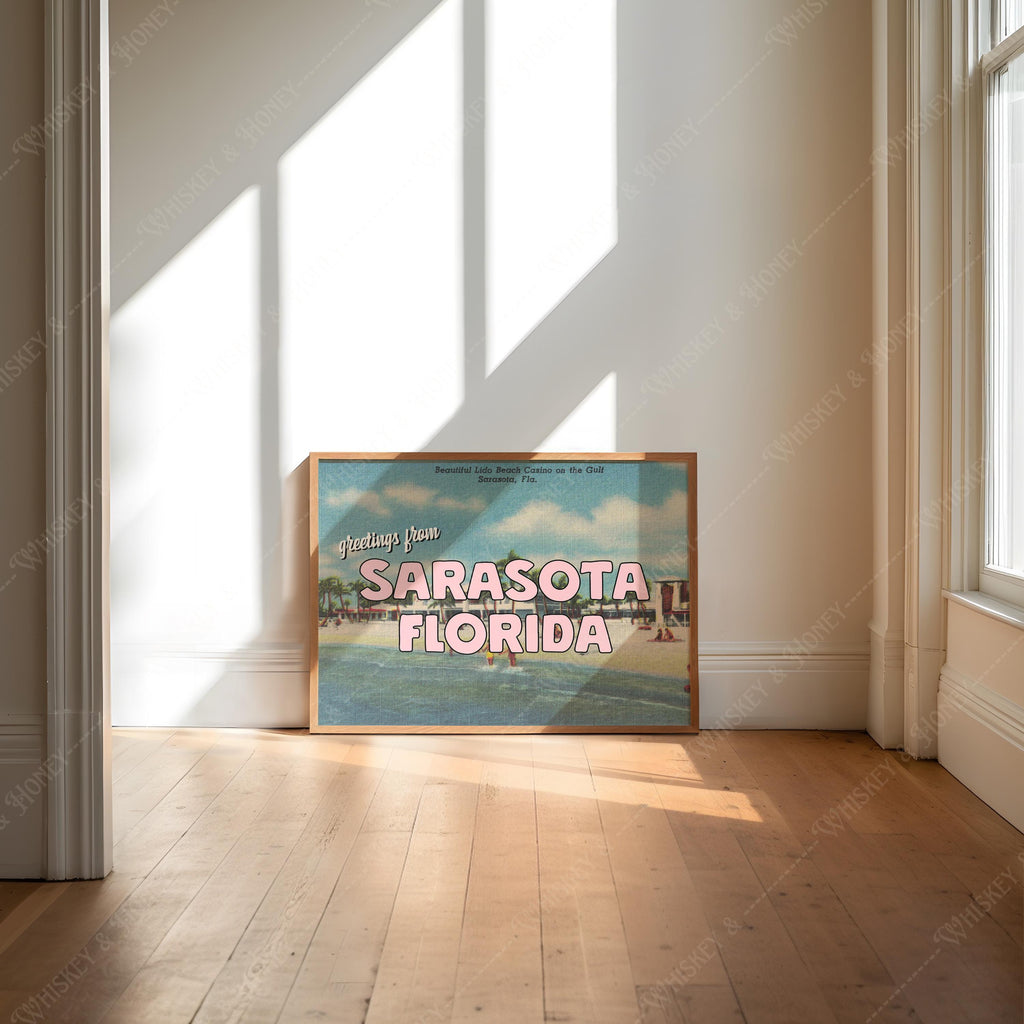 Vintage Greetings From Sarasota Florida Art Print