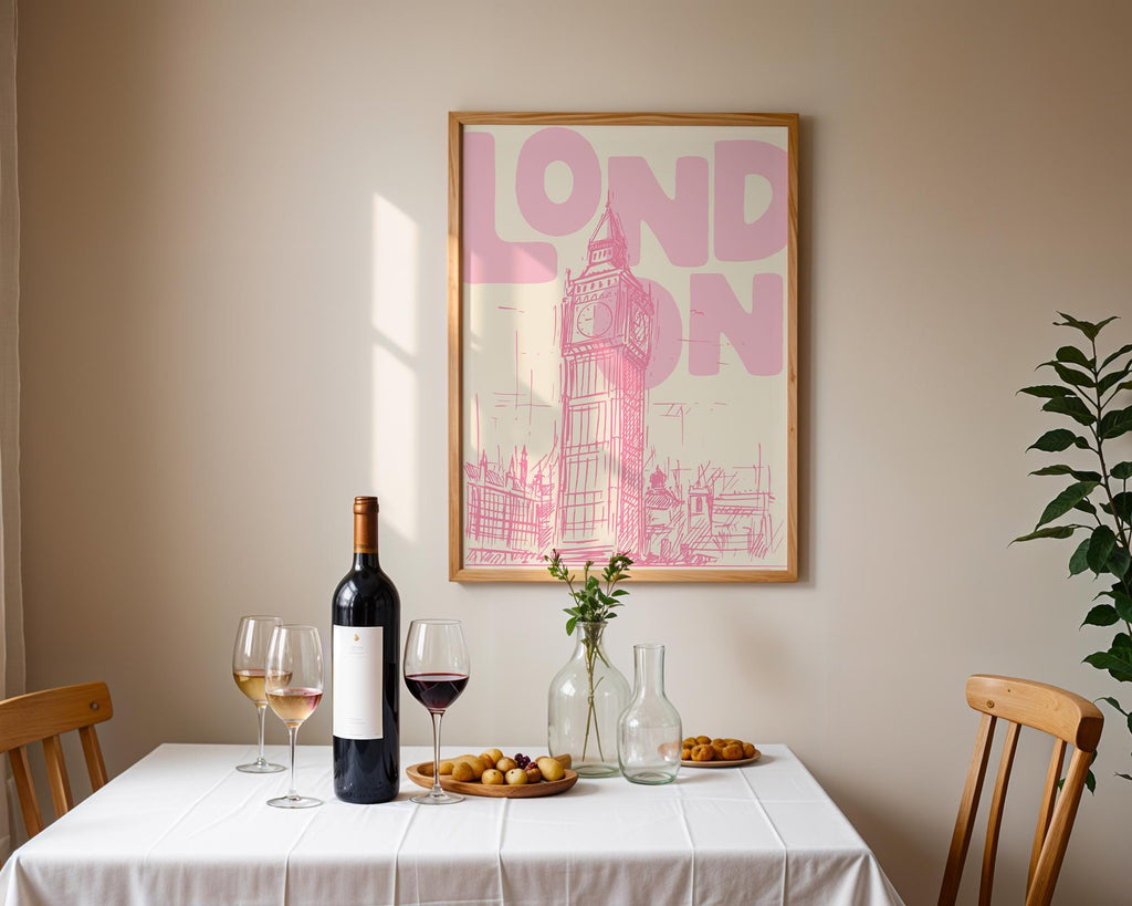 Pink London Travel Print