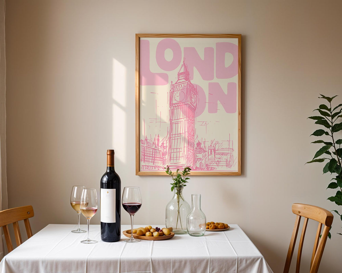 Pink London Travel Print