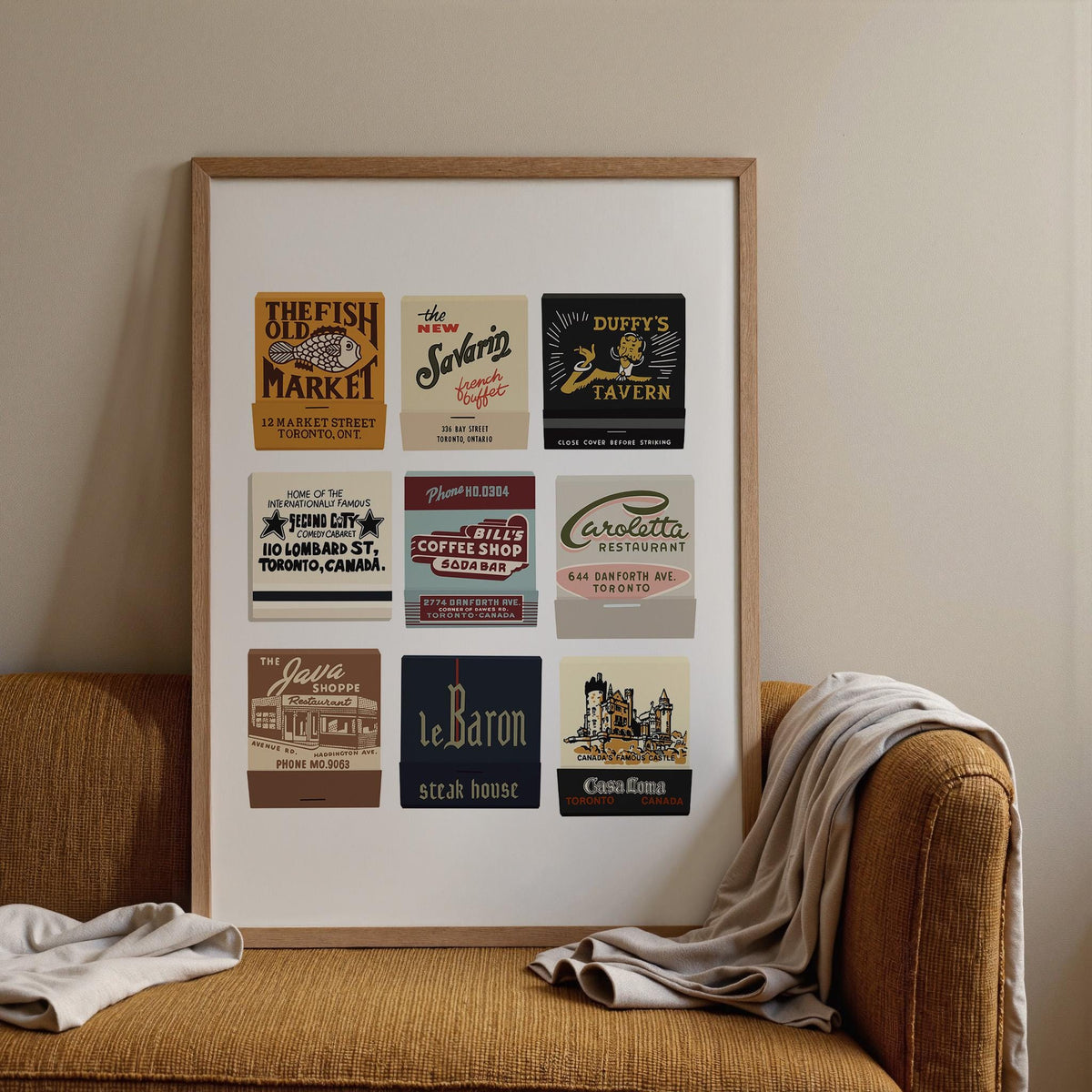 Vintage Toronto Matchbook Collage Print