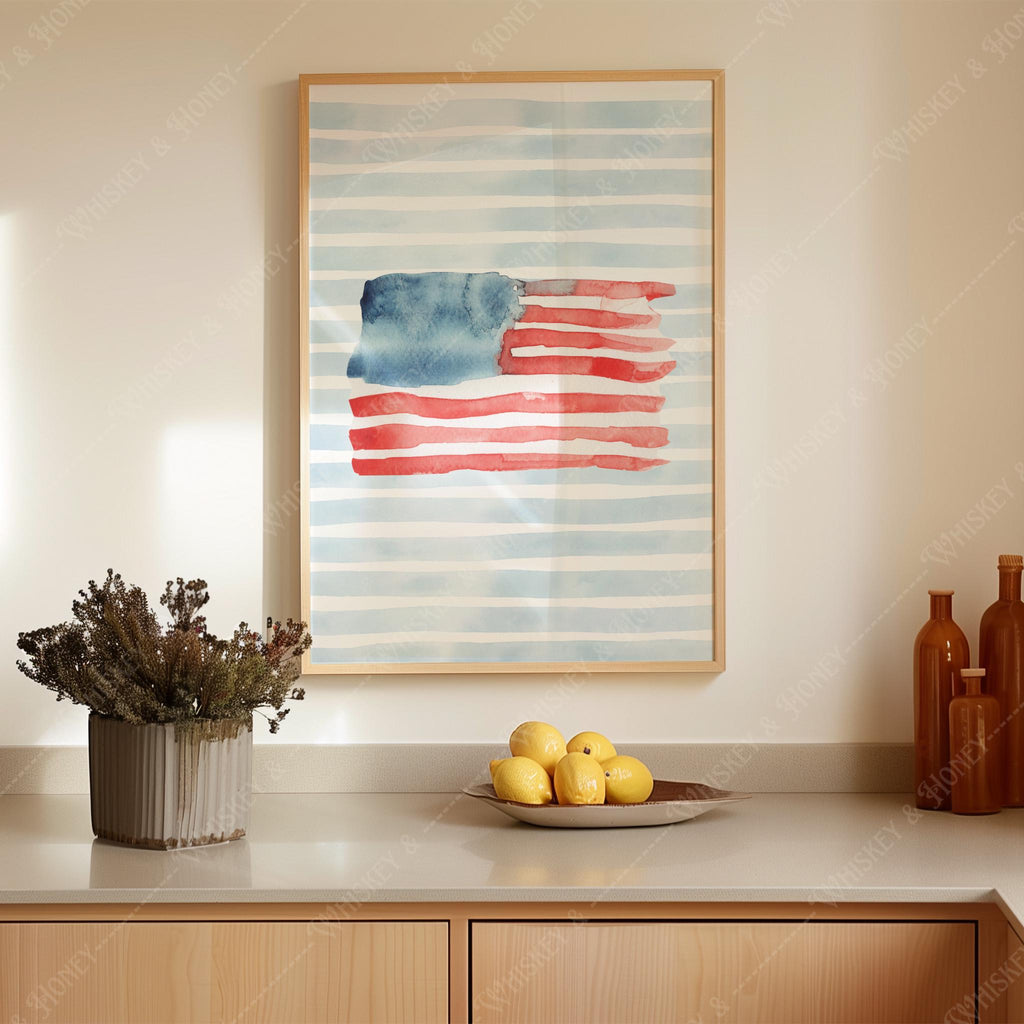 Watercolor American Flag Print