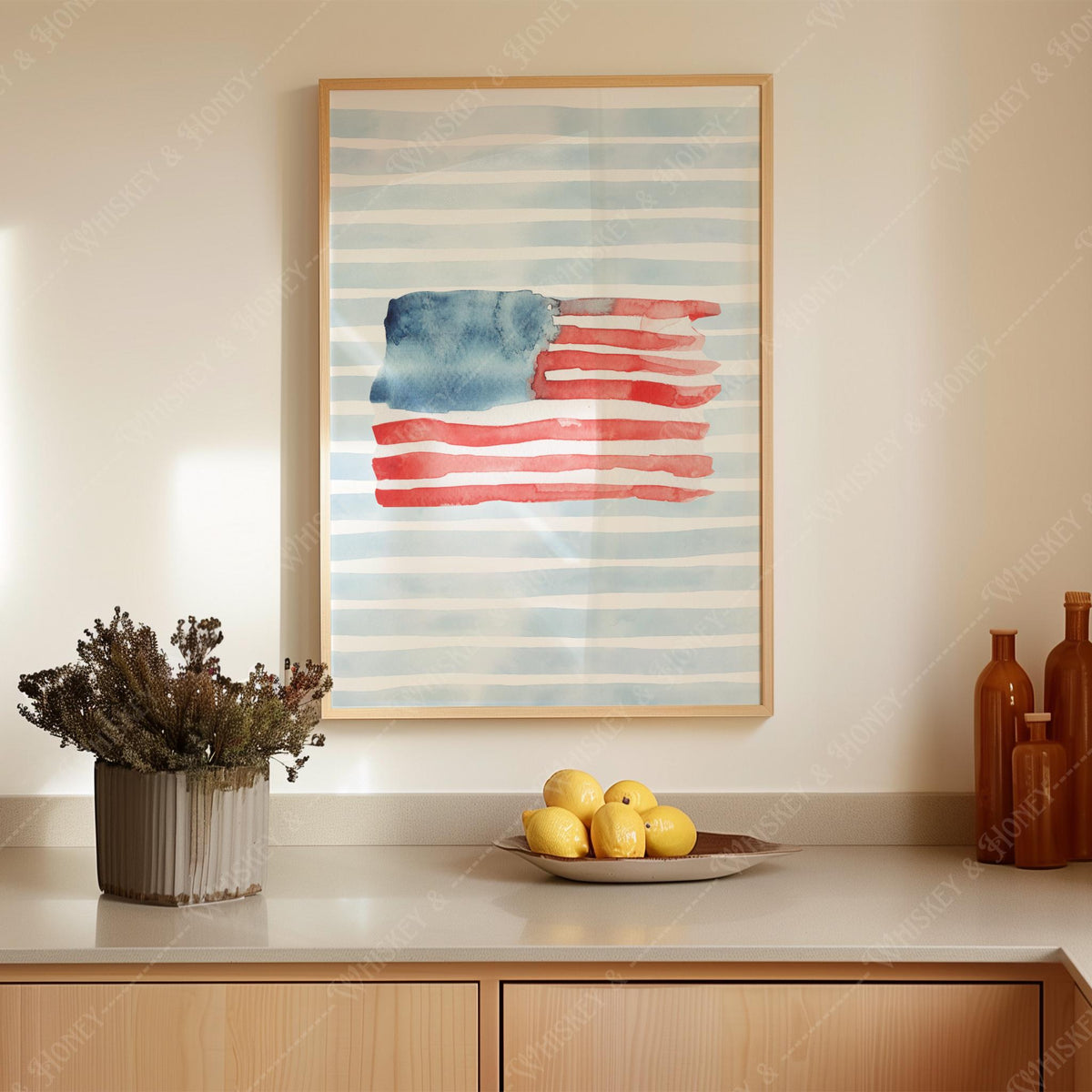 Watercolor American Flag Print
