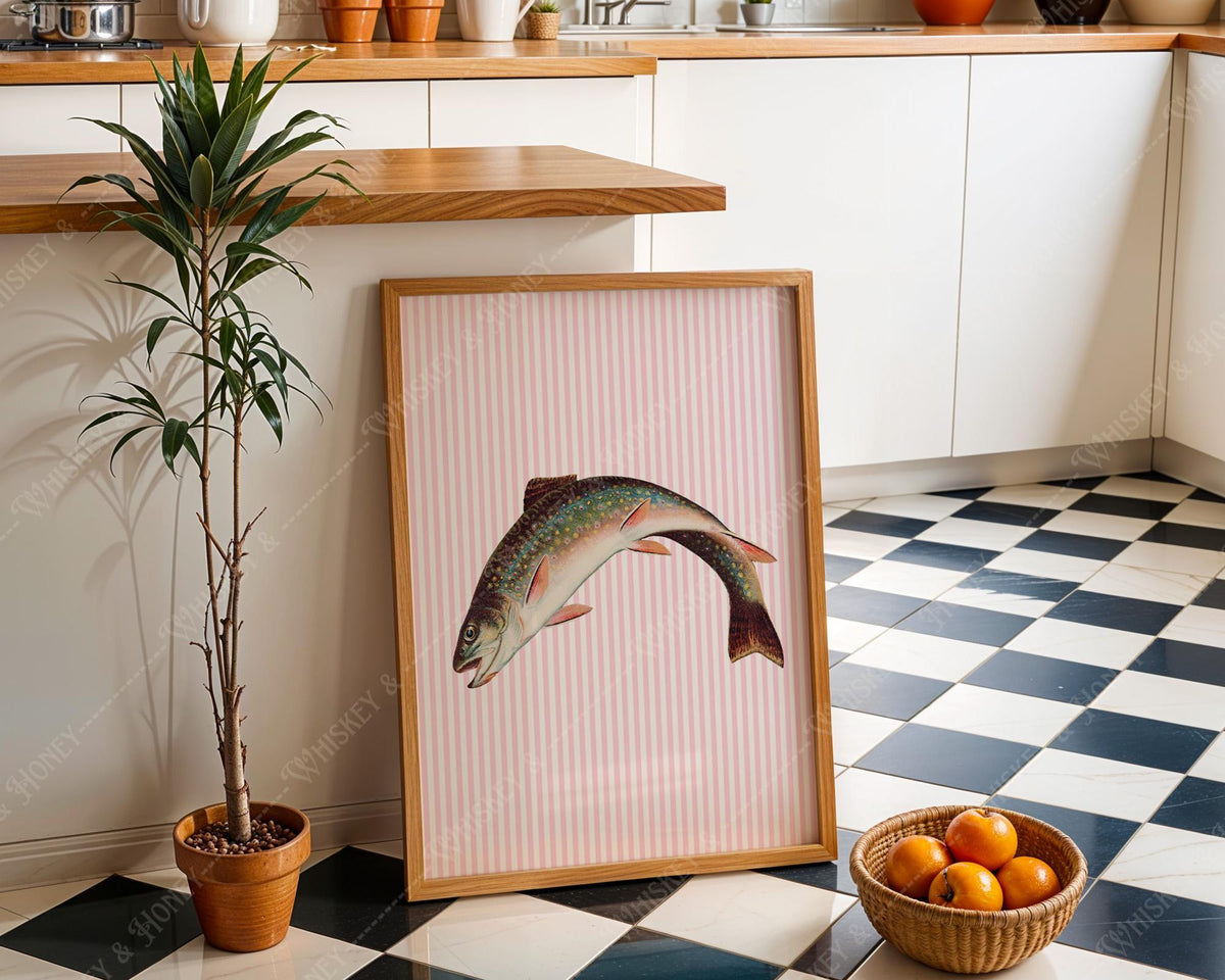 Vintage Jumping Trout Print