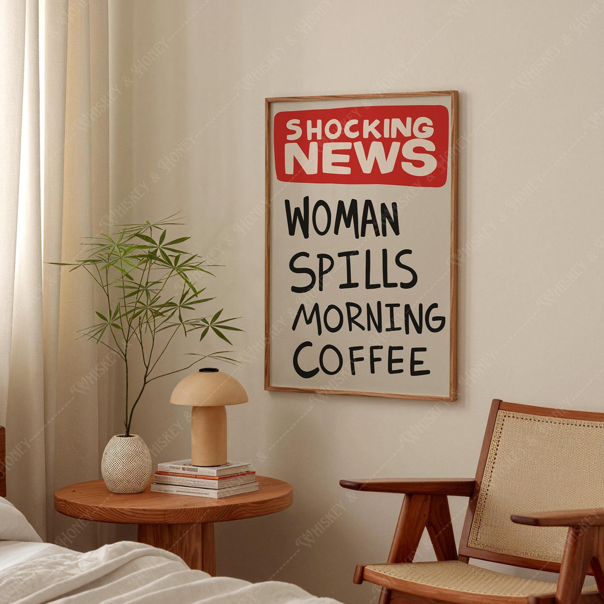 Shocking News Woman Spills Coffee Print