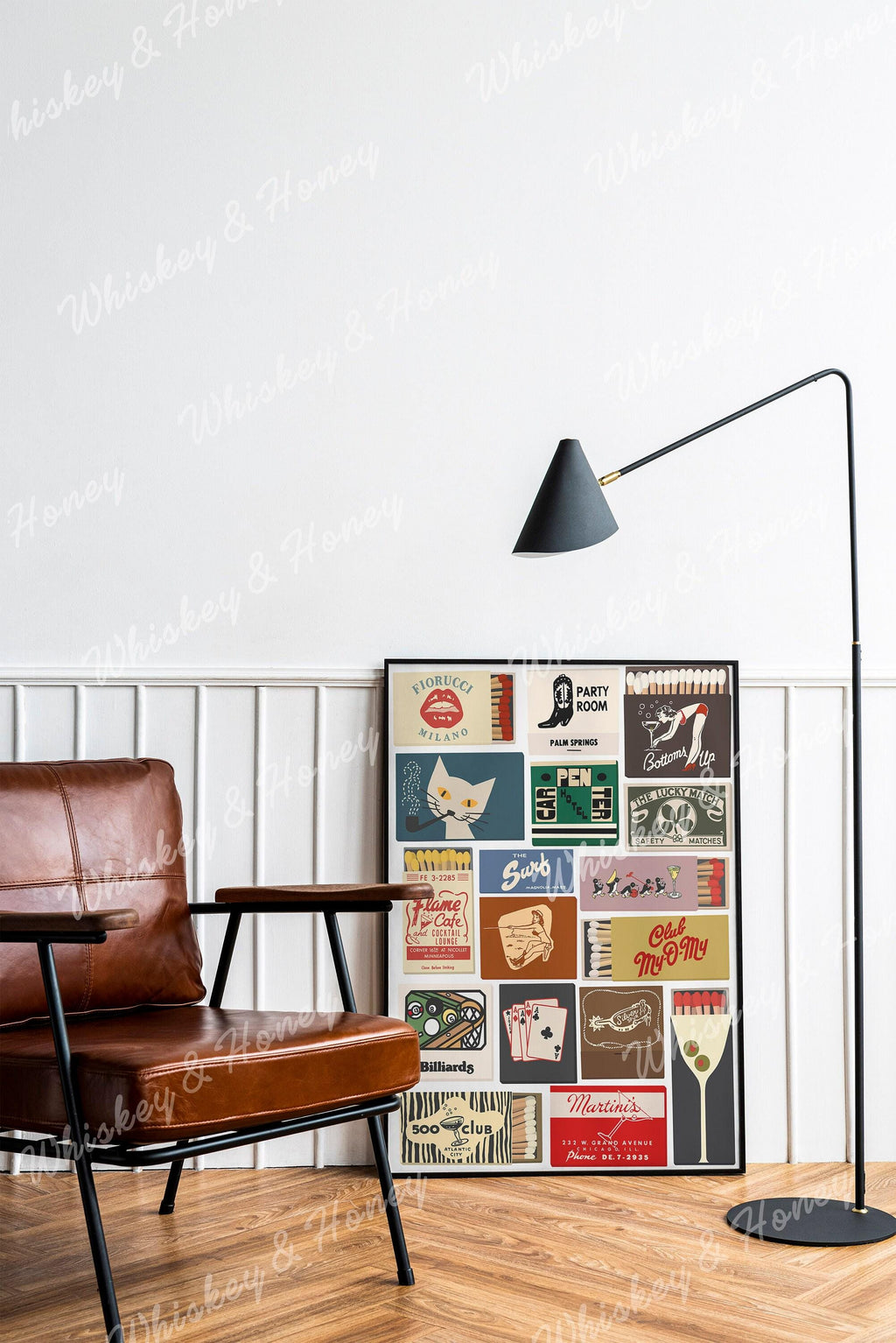Bar Cart Matchbook Collage Art Print