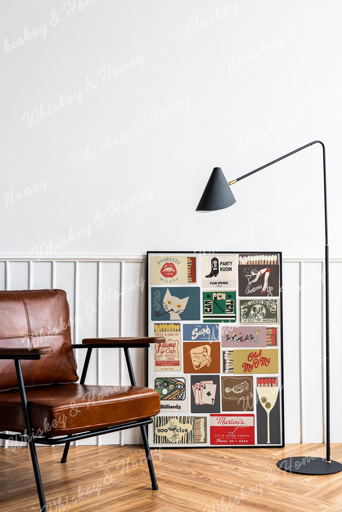 Bar Cart Matchbook Collage Art Print