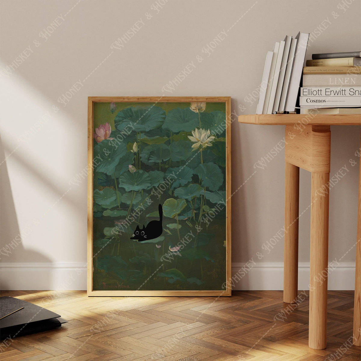 Cat on Lily Pad Print