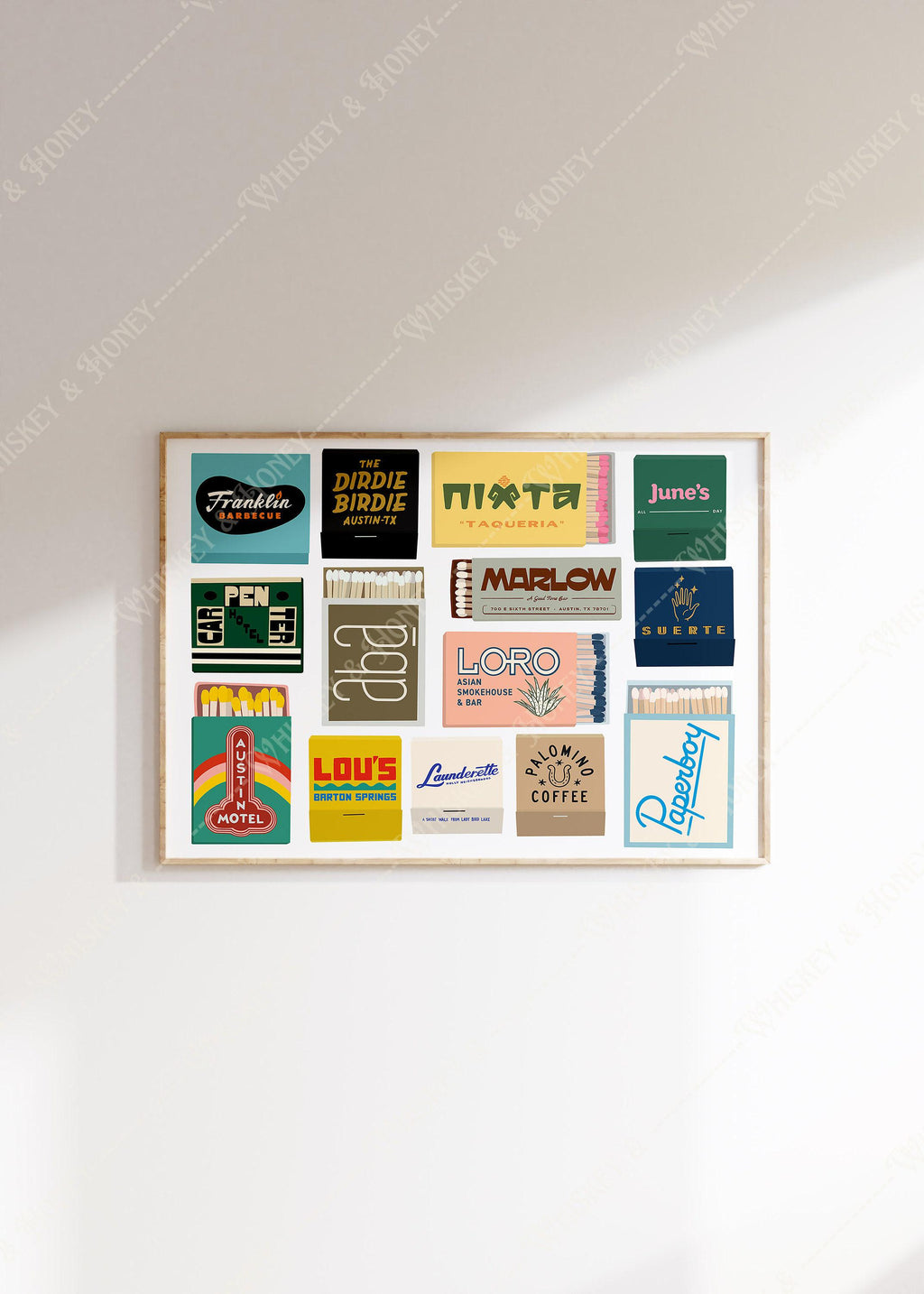 Austin TX Horizontal Matchbook Art Print