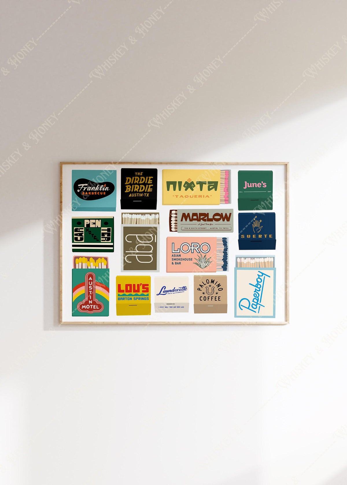 Austin TX Horizontal Matchbook Art Print