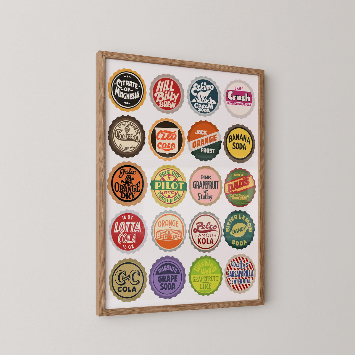 Vintage Soda Bottle Cap Print