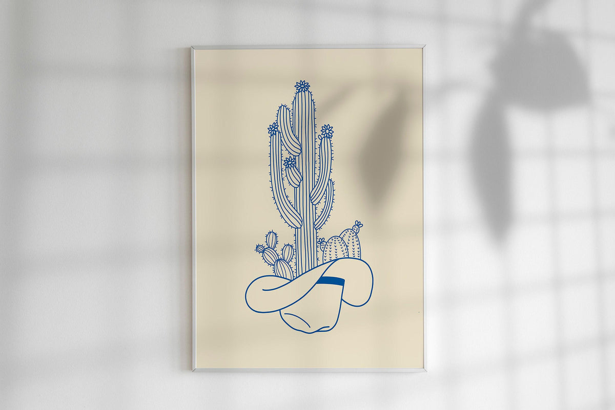 Cactus and Cowboy Hat Print