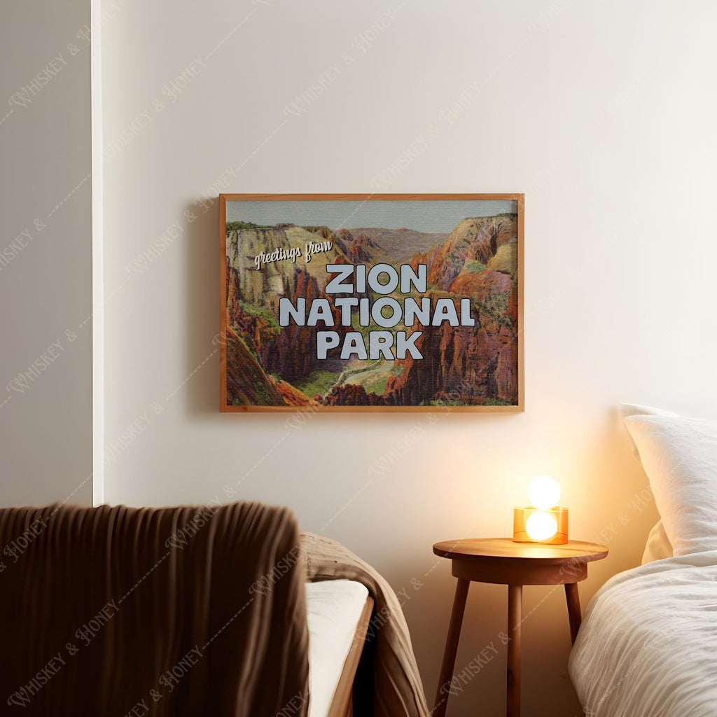 Vintage Greetings from Zion National Park Print