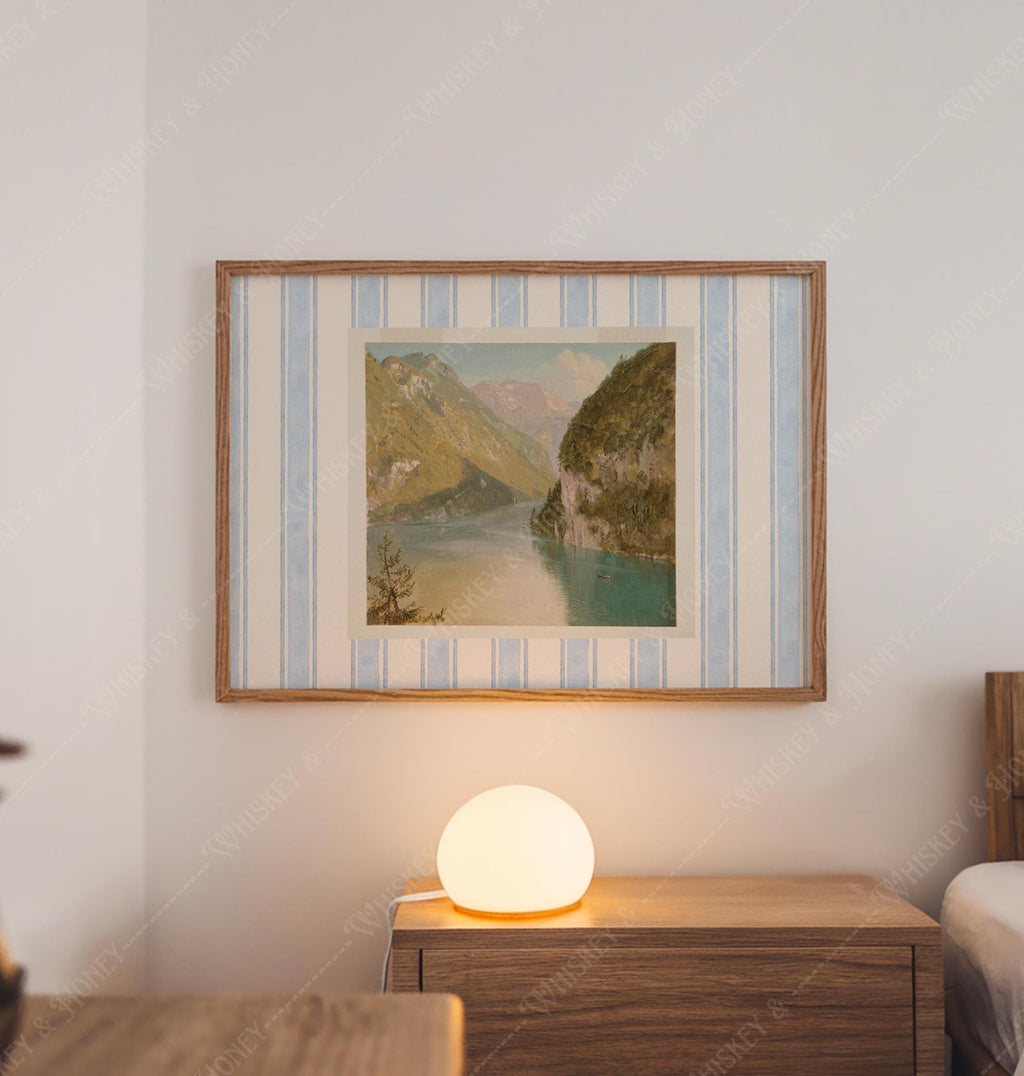 Vintage River Oil Painting Print