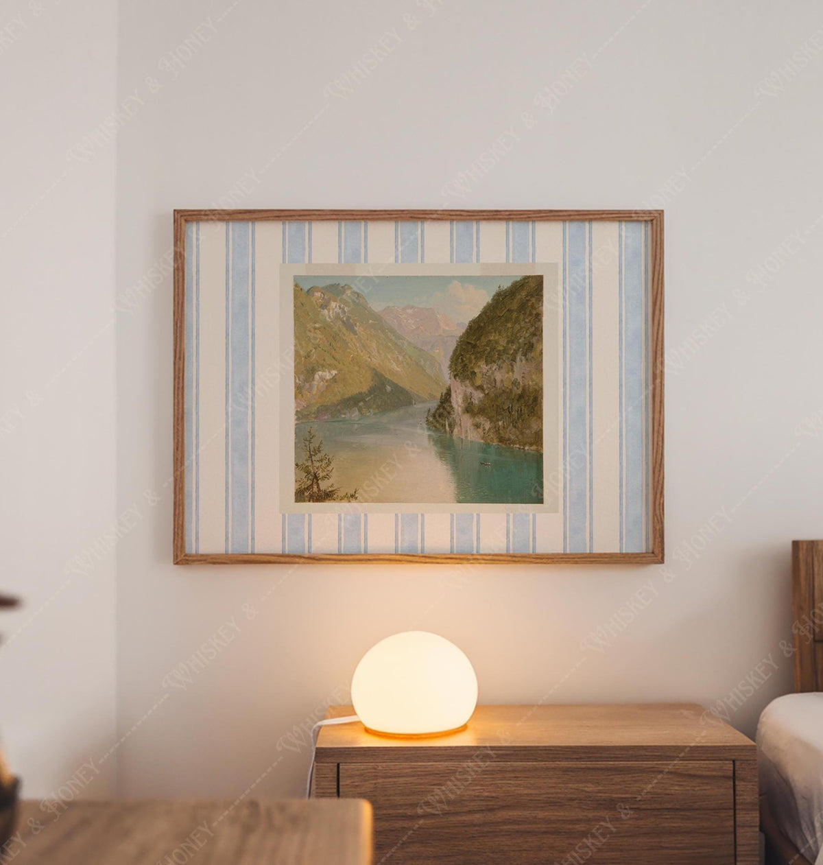 Vintage River Oil Painting Print