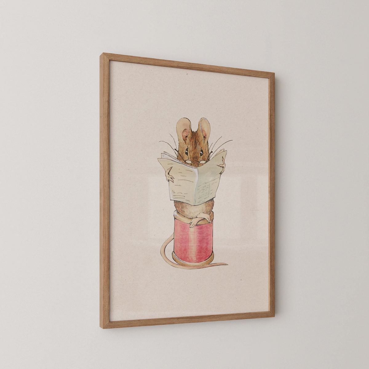 Vintage Mouse Reading Print