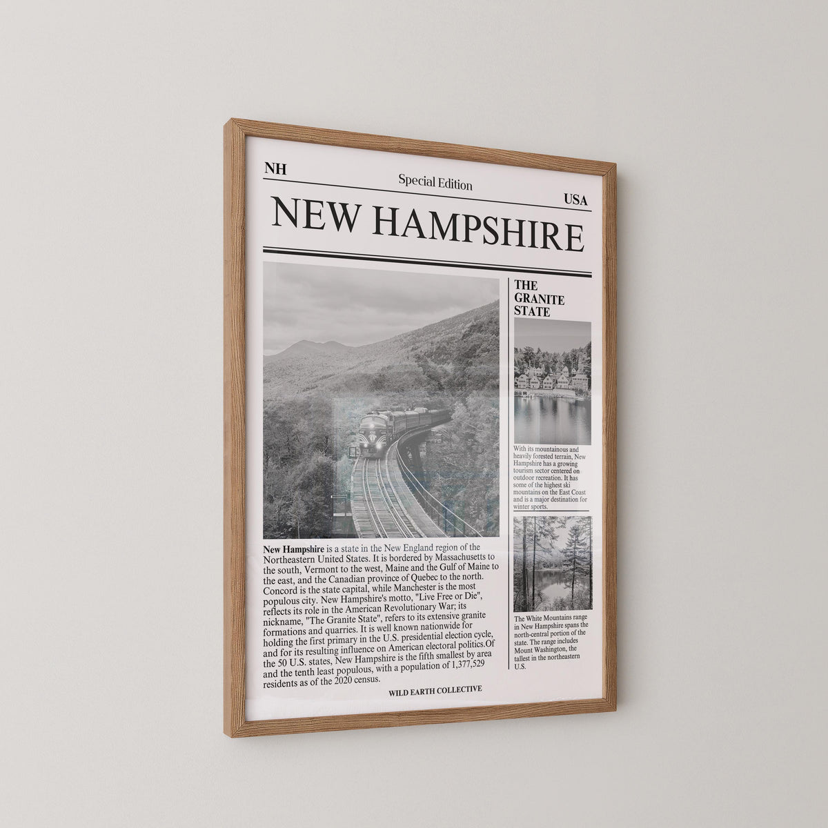 New Hampshire Newspaper Art Print