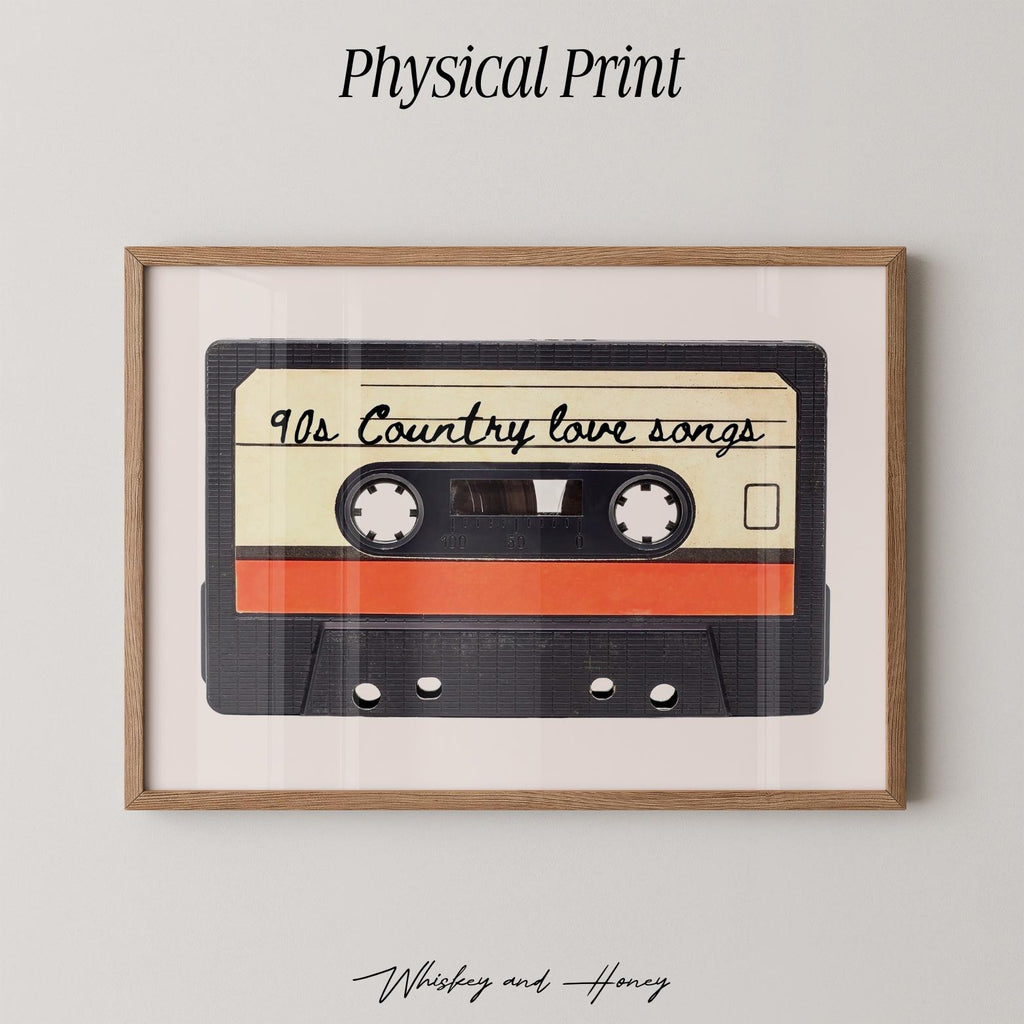 90s Country Love Songs Cassette Tape Print