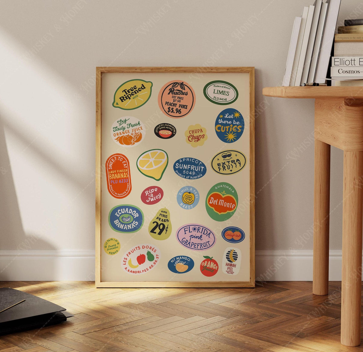 Vintage Fruit Stickers Art Print