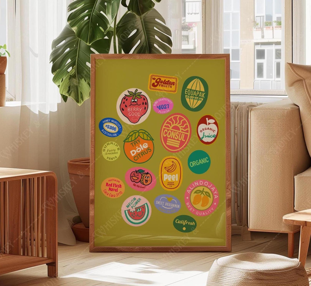 Green Fruit Sticker Print