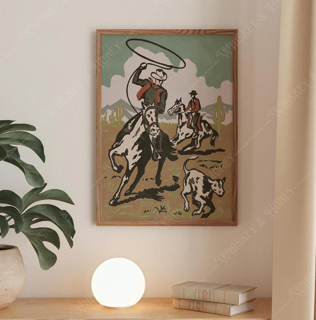 Vintage Roping Cowboys Print