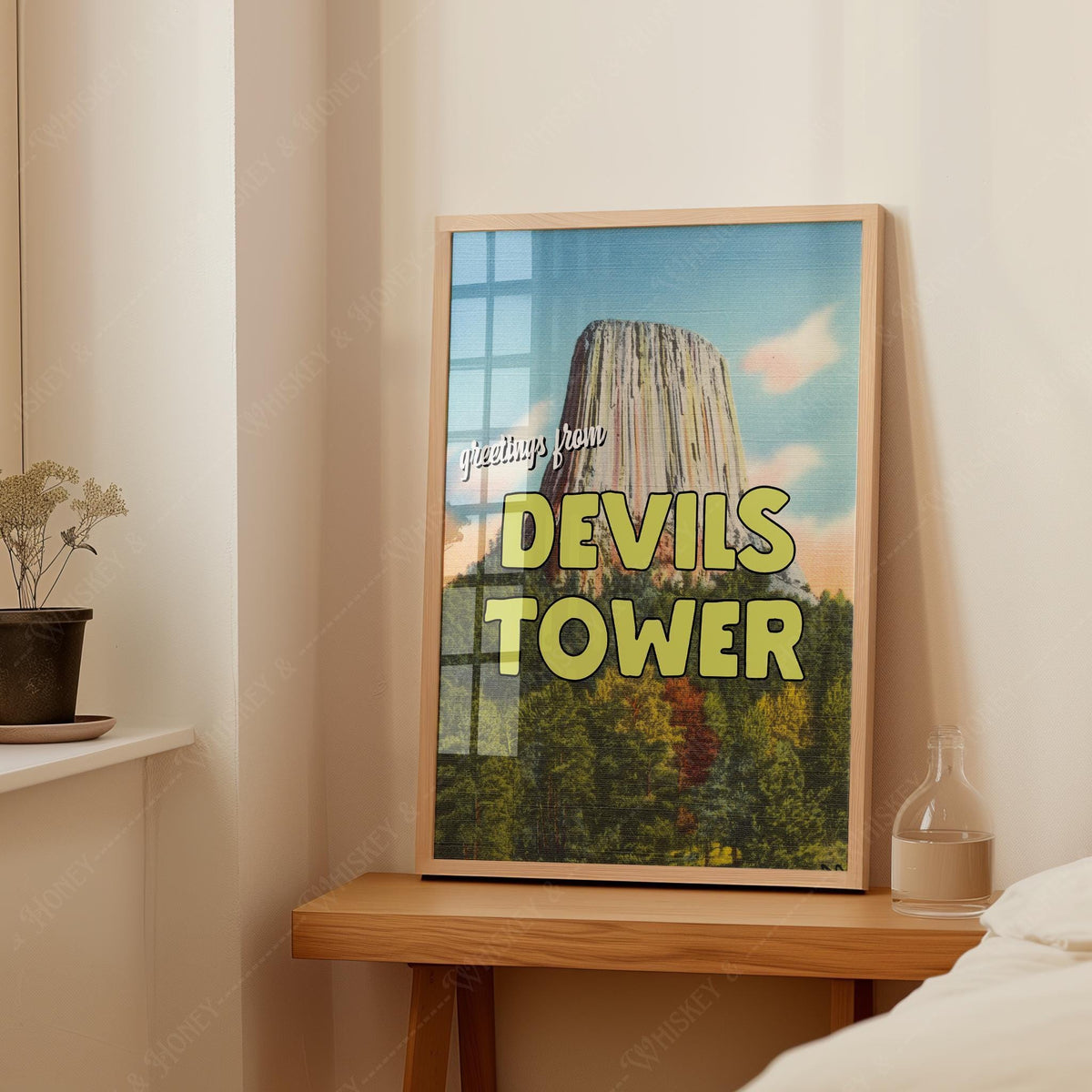 Vintage Greetings From Devils Tower Print